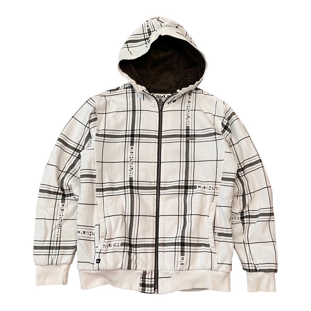 VTG Y2K Quiksilver Jacket Mens Medium White Faux Fur Lined Full Zip Outdoors